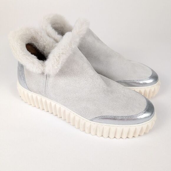 NEW Voile Blanche White Silver LUSH platform boot suede synthetic fur US 10.5/11 - Picture 3 of 15